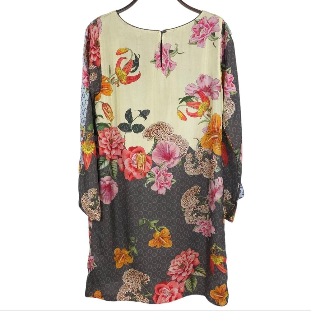 Johnny Was Silk Shift Dress Long Sleeve Floral - Picture 6 of 15